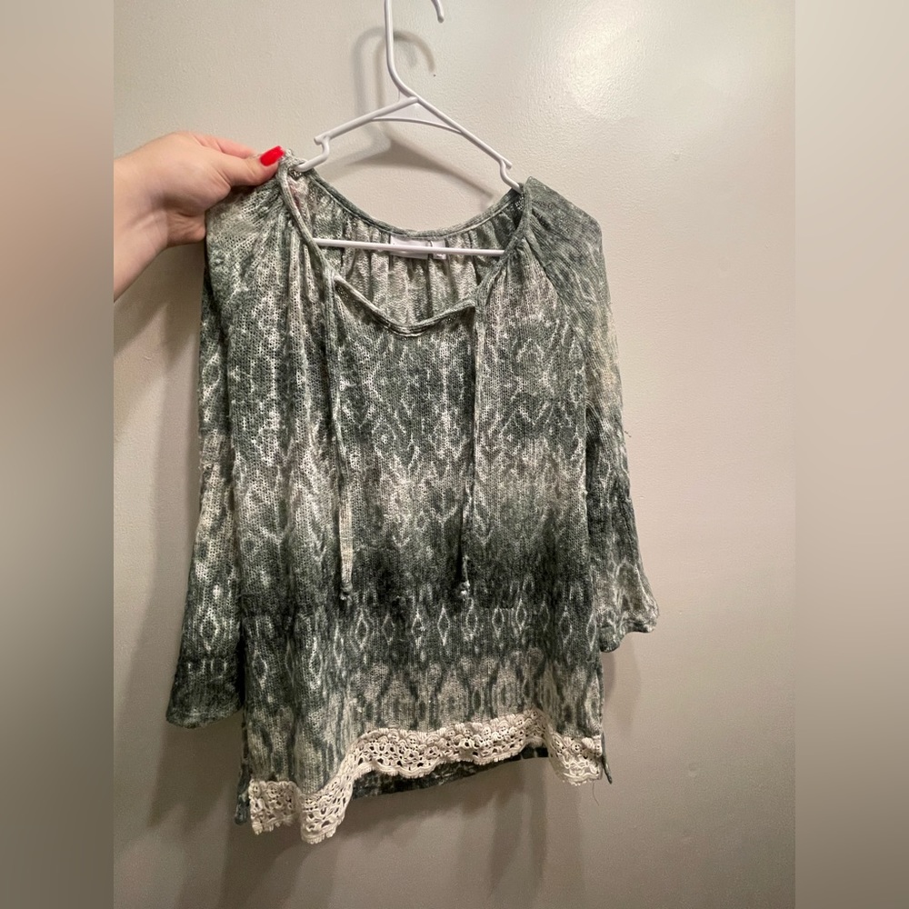 green and white blouse size small